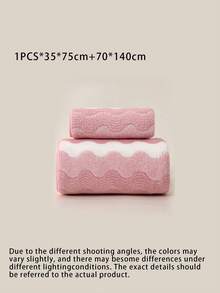 Simple Striped Coral Fleece Towel And Bath Towel. Crafted To Be Soft, Highly Water-Absorbent And Quick-Drying, Ideal For Family Daily Use. - Pink - View 12