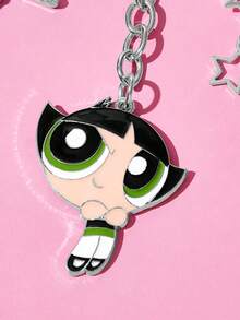 THE POWERPUFF GIRLS X SHEIN 五角星閃鑽金屬包包吊飾 女生風包包吊飾配件禮物 - 彩色 - 查看 3