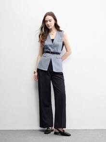 CUCCOO BIZCHIC 女款方跟低跟黑色後繫帶金屬鏈條slingback女鞋，舒適通勤，適合戶外購物穿著 - 黑色5 - 查看 6