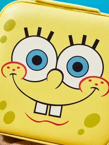 SpongeBob SquarePants | SHEIN 卡通黃色海綿人造皮革旅行珠寶盒，便攜式項鍊收納盒附3個掛鉤與戒指隔層，迷你收納盒，適合女孩日常使用與旅行 - 黃色 - 查看 5