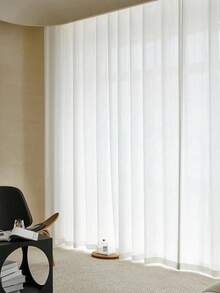 Cirelle 1 Panel White Sheer Curtain, Semi-Transparent Light Filtering Voile Window Drape, Elegant Rod Pocket Curtain For Living Room, Bedroom & Patio Doors - White - View 2