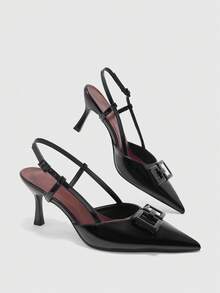 CUCCOO BIZCHIC Women's Fashion Commute Pointed Toe Heeled Sandals - Black - View 9