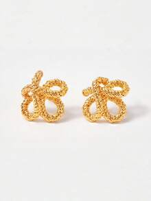 MOTF PREMIUM TWIST DESIGN STUD EARRINGS - Yellow Gold - View 1