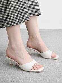 CUCCOO BIZCHIC Women Shoes Spring And Summer New Beige One-Piece Open-Toed Women's High-Heeled Sandals Slippers Simple, Fashionable And Comfortable Versatile Commute - PU white - View 1