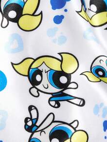 THE POWERPUFF GIRLS X SHEIN 女款連體髮帽頭巾帽 - 白色 - 查看 4