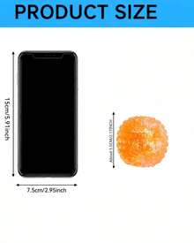 Hape 1pc Orange Diamond Texture Squishy Stress Relief Ball, 6cm Spiky Orb Squeeze Ball With TPR Shell, Maltose & Sequin Filling, Slow Rebound Hand Pressure Release Portable Desk Accessory - Multicolor - View 4