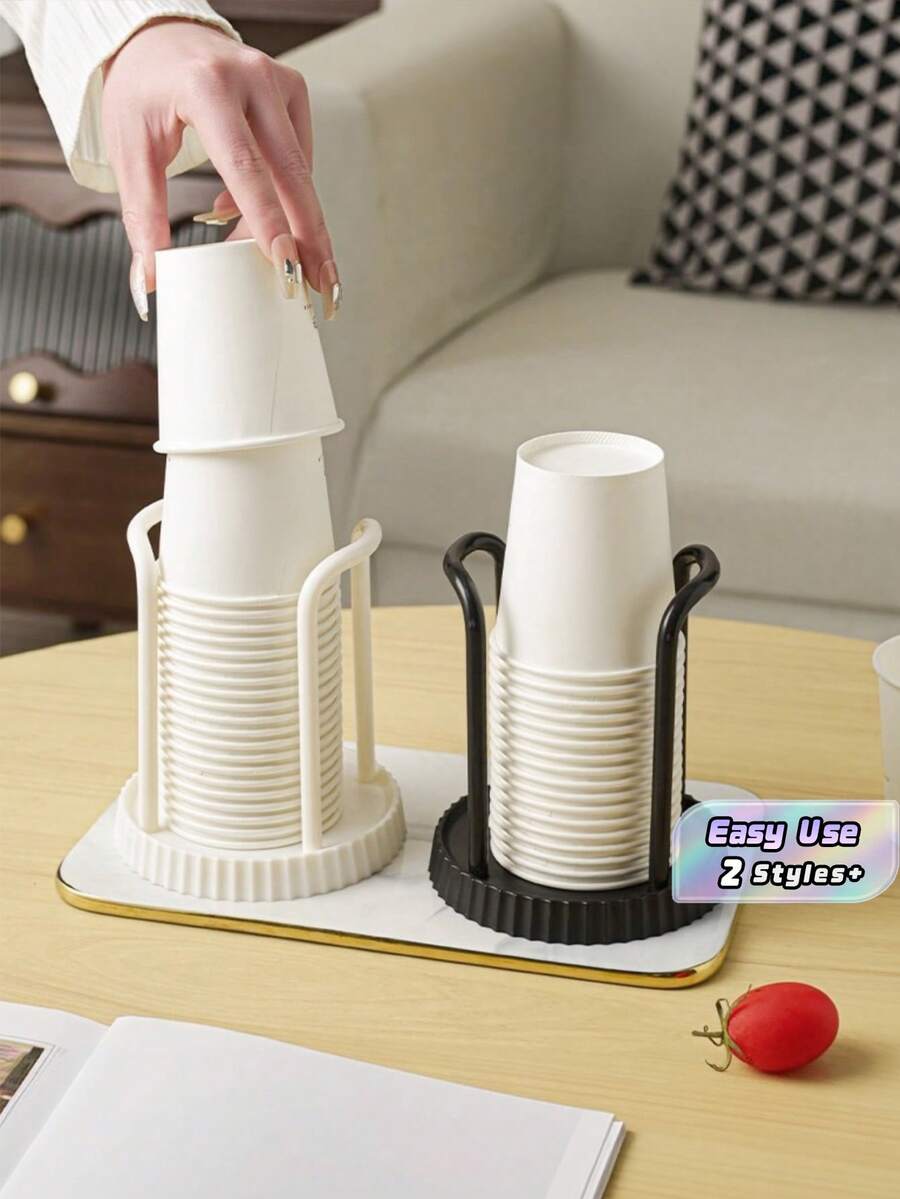 1PC Adjustable Plastic Paper Cup Dispenser, Random Color Multifunctional Cup Holder Organizer, Fits 3-7oz Disposable Cups, Space Saving Storage Rack For Kitchen Bathroom Coffee Station Office Desk - Multicolor - View 1