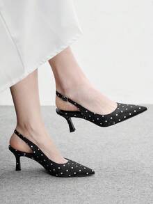 CUCCOO BIZCHIC 女款時尚黑色尖頭細高跟單鞋，適合上班、約會、派對、度假，聖誕春季鞋款 - 黑/白 - 查看 1