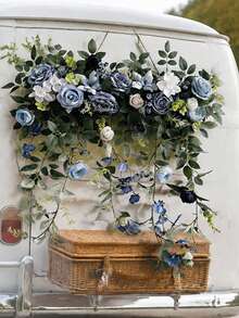 Faux Wall Hanging Wedding Flowers, Floral Decor For Arch Window Chair Back, Outdoor Rattan Car & Banquet Party Decoration - Multicolor - View 9