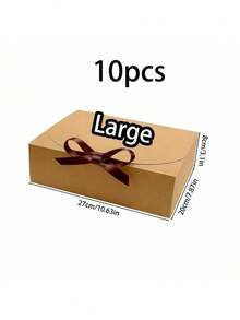 10 Pcs Brown Gift Box Set With Lid Ribbon For Bridesmaid Wedding Birthday Party Valentine Favor Must Have Packaging Supply - Khaki - View 7