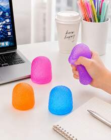 1pc Purple Gumdrop Shape Squishy Stress Relief Ball, 6cm Textured TPR Hand Squeeze Ball With Soft Maltose-Like Filling, Not Edible, For Office Desk, Car, Travel & Home Relaxation - Multicolor - View 2