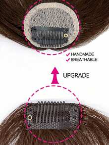 Human Hair Air Bangs With Sideburns Dark Brown Color Bangs Clip In Hair Extensions Beginner Friendly - S2 - View 5