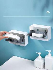 Wall Mounted No‑Drill Soap Box With Draining Lid Large Capacity Hanging Soap Holder Sturdy Waterproof Structure Easy To Install Well‑Made Daily Storage Container Perfect For Bathroom Laundry Room Dorm And Family Home - multicolor - View 10