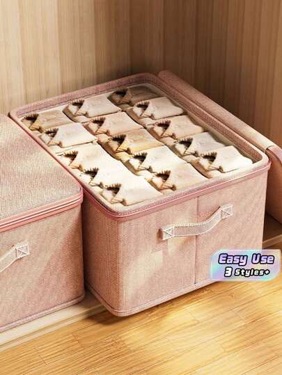 1pc Household Fabric Clothes Storage Box Foldable Clothes Storage Box Wardrobe Storage Box Large Capacity Storage Box