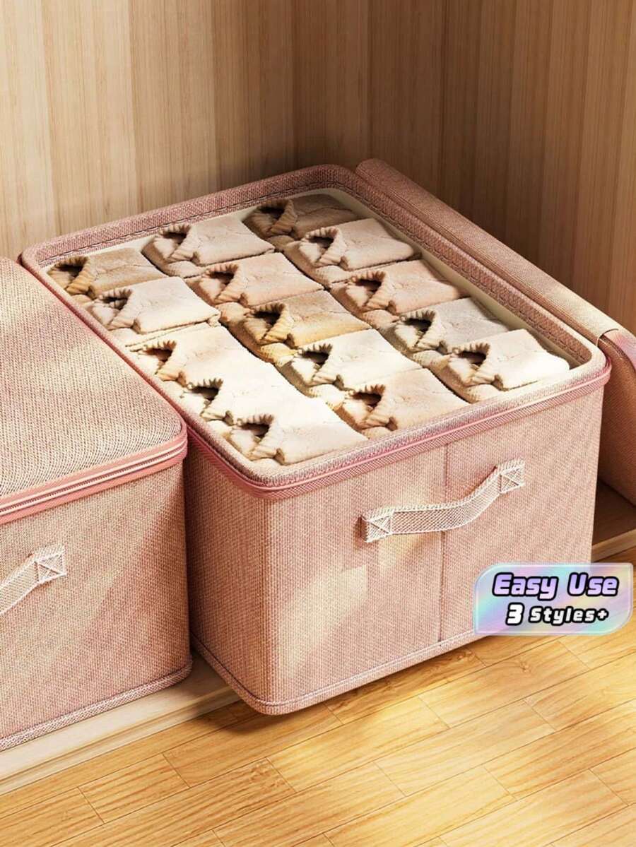 1pc Household Fabric Clothes Storage Box Foldable Clothes Storage Box Wardrobe Storage Box Large Capacity Storage Box - Multicolor - View 1