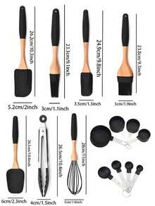 Haus Hana Silicone Baking Set Silicone Scraper 10-Piece Integrated Oil Brush Cake Cream Spatula Set Cake Spatula - Black - View 19