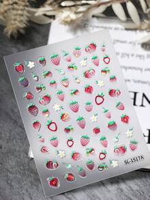 1Sheet 5D Fruit Nail Stickers Cute Summer Strawberry Slice Pattern Self Adhesive Nail Art Decor Transparent Glossy Easy Use For DIY Manicure Home Salon Summer For Adults - Multicolor - View 2