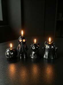 Joivida Ensemble de 4 bougies parfumées en forme de fantôme sanglant effrayant, bougie d'aromathérapie de personnage de dessin animé gothique cool, ornement de bureau, décoration de maison pour Halloween, cadeau de fête - Fantôme étrange - Voir 12