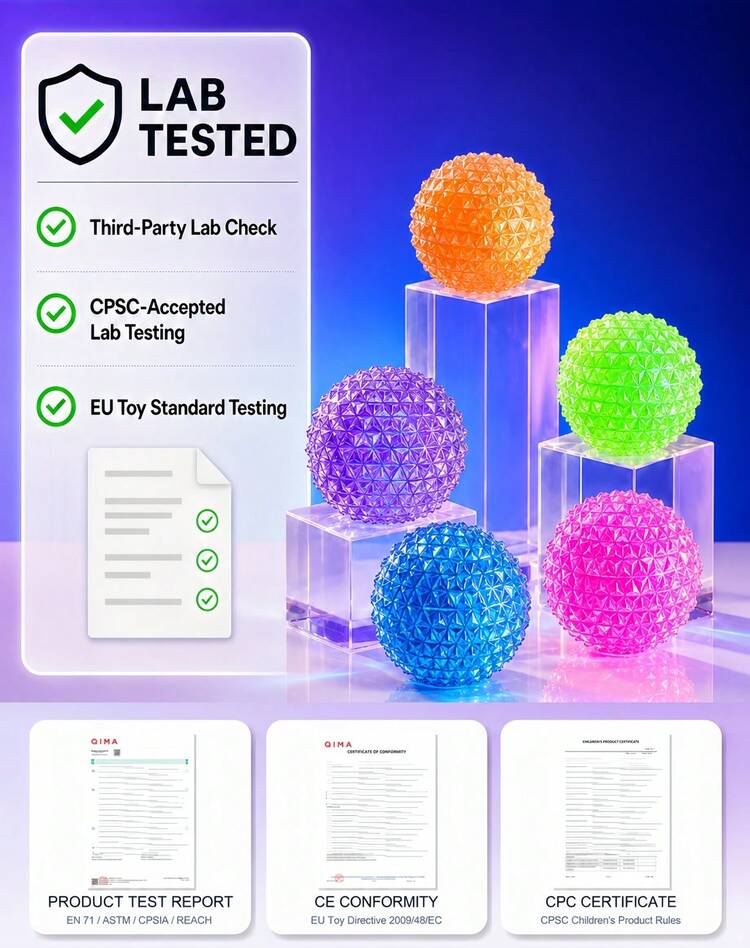 Hape 1个紫色钻石纹理慢回弹减压球，6厘米带刺球形挤压球，TPR外壳，麦芽糖和亮片填充，慢回弹手部压力释放便携式桌面配件 - 彩色 - 查看 6