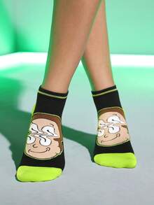 Rick and Morty X SHEIN 卡通角色圖案女款襪子 2雙 - 混色 - 查看 5