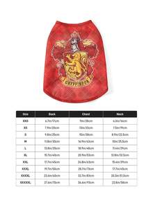 HARRY POTTER X SHEIN 復古盾牌徽章獅子印花紅色格紋網布寵物背心，透氣四季通用無袖衣，適合貓狗，XXS-XXXXXL 多尺寸輕量日常散步寵物裝 - 紅色 - 查看 5