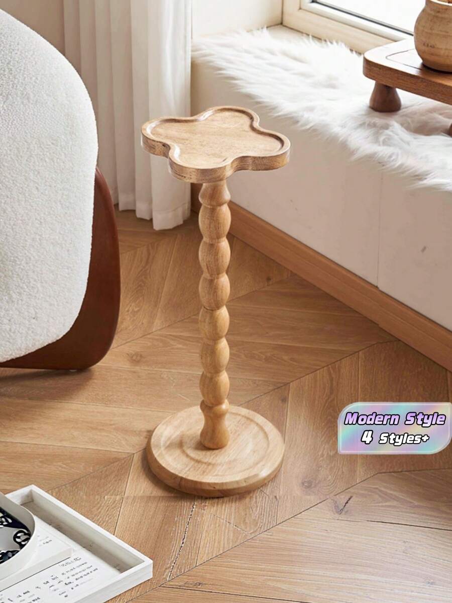 1pc Modern Round Wooden Side Table, End Table, Wooden Coffee Table, Wooden Coffee Table, Small Side Table, Multifunctional Base For Living Room, Sofa, Bedroom, Plant Stand, Home Decor Furniture, Suitable For Living Room, Bedroom, Bedside, Garden