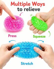 Hape 1pc Purple Diamond Texture Squishy Stress Relief Ball, 6cm Spiky Orb Squeeze Ball With TPR Shell, Maltose & Sequin Filling, Slow Rebound Hand Pressure Release Portable Desk Accessory - Multicolor - View 8