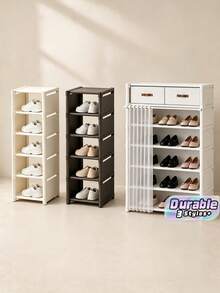 1 Pack Multi-Layer Shoe Rack With Curtain & Drawers, Household Large Capacity Curtained Shoe Storage Cabinet, Dustproof Shoe Display Organizer For Indoor Doorway, Ideal Home Storage And Holiday Gift - Multicolor - View 1