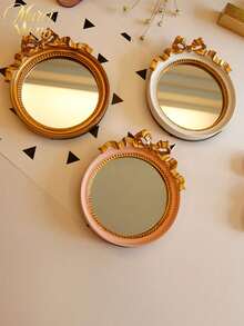 Muroi Mono 1Pc Resin Retro Baroque Hand Mirror, Ins Luxury Embossed Floral Princess Lolita Makeup Mirror, Clear Portable Handheld Cosmetic Mirror For Salon Grooming & Room Ornament, Nice Present For Birthday, Valentine's Day, Mother's Day, Thanksgiving Day - Multicolor - View 11