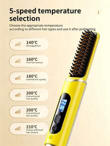 Teckwe Portable Wireless Straight Hair Comb, Fast Heating Function, 4000mAh Lithium Battery Power Supply, Long-Lasting Battery Life, LED Intelligent Digital Display, Hair Care Coating, Anti Scalding Comb Teeth, For Straight Hair Use, - Multicolor - View 3