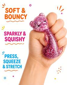 1pc Silver Glitter Bear Squeeze Figure With Clear Jelly Texture, Sparkle Filled Animal Shape In Blue Striped Window Box, Soft Handheld Ornament For Desk Decor, Shelf Display And Travel Carry - Multicolor - View 9
