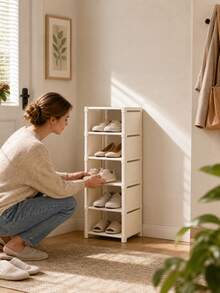 1 Pack Multi-Layer Shoe Rack With Curtain & Drawers, Household Large Capacity Curtained Shoe Storage Cabinet, Dustproof Shoe Display Organizer For Indoor Doorway, Ideal Home Storage And Holiday Gift - Multicolor - View 2