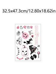 1/2/4/6pcs Halloween Pink Black Theme Window Clings, Removable Reusable Static Stickers, Cartoon Ghost, Pumpkin, Skull, Black Cat Pattern Decals For Window Door Mirror, Indoor Halloween Party Home Decor - B - View 3