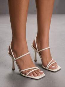 CUCCOO SZL Women's Fashion Beige Strappy Sexy High Heel Sandals - Rice mirror - View 5