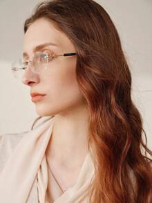 MOTF PREMIUM LIGHT LUXURY FRAMELESS METAL SUNGLASSES, BROWN SHEET GRADIENT ANTI-ULTRAVIOLET DAILY SUNSHADES, SIMPLE ANTI-UV VERSATILE MODELS - colorless - View 7