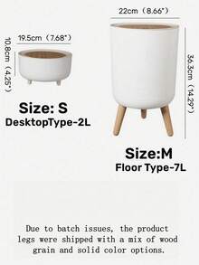 1Pc White Portable Plastic Trash Can With Lid, Kitchen Compost Bin, Light Luxury Fashion Trash Can, Suitable For Kitchen, Bathroom, Dormitory, Office, School, Home, Household Items 19.5*10.8Cm/22Cm*36.3Cm Two Sizes Available - White - View 9