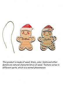 1/2/4/6Pcs Personalized Gingerbread Man Ornament With Red Bow, Customizable Name. Perfect For Boosting Festive Atmosphere During Christmas. Ideal As Tree Decor, Backpack Charm And Holiday Gift. - Multicolor - View 5
