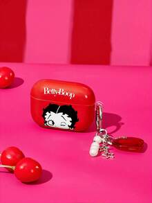Betty Boop x SHEIN 卡通圖案防摔保護藍牙耳機保護套附吊飾，適用於 iPod - 彩色 - 查看 2