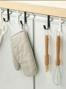 3/6Pcs Stainless Steel Drill-Free Double S-Shaped Hooks, Storage Hooks For Hanging Clothes, Hats And Towels On The Back Of Kitchen And Bathroom Cabinet Doors - Multicolor - View 5