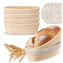 Oval Benniton Bread Fermentation Basket, Made Of Natural Rattan, With A Linen Lining. Available In Various Sizes. Hand-Woven Bread Shaping Basket, Suitable For Baking Homemade Bread. - Multicolor - View 13