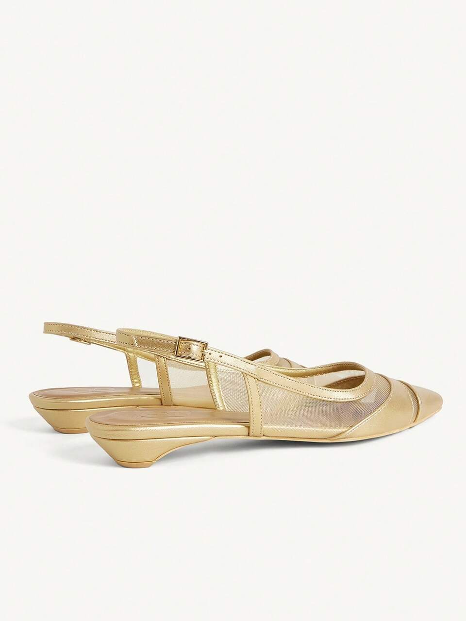CUCCOO CHICEST Ladies Kitten And Gold Mesh Hollow Point Short Heel Shoes