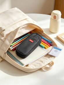 1pc Expandable Linen Pencil Case Multi Compartment Large Capacity Stationery Bag Portable Zipper Pen Pouch For School Office Student Back To School Supplies Multiple Colors Available - multicolor - View 7