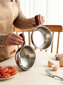 1pc Stainless Steel Cooking Pot, Household Noodle Pot, Kitchen Tool, Chocolate Melting Pot, Butter Pot, Mini Soup Pot - Silver - View 2
