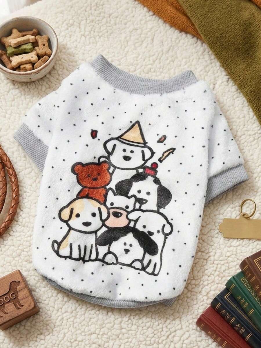1 Piece Of Seven Small Dog Flannel Pet , White Flannel Thick Warm Pet Clothing - Multicolor - View 1