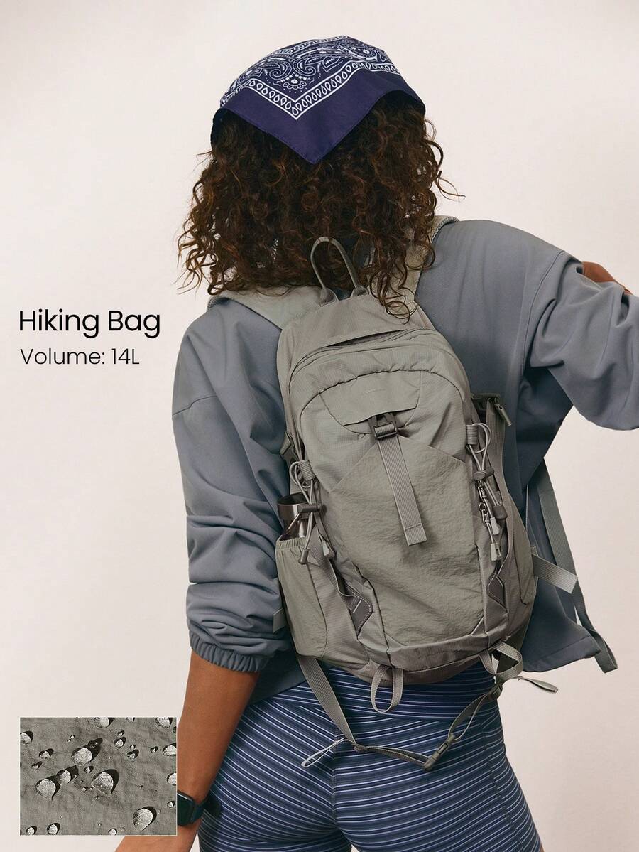 GLOWMODE Large 14L Adventure Backpack With Hiking Pole Loops & Reflective Details Hiking Camping Workout Gym Daily Active Wear - Grey - View 1