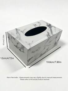 White Marble Texture Paper Towel Box, Pu Leather With White Stitching Tissue Box Holder, Bathroom Organizer, Bathroom Decor, Fall Decor, Back To School - White Marble - View 3