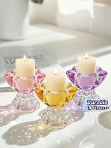 Transparent Crystal Glass Material, Simple And Elegant Design. Matches Scented Candles, Decorate Desktop To Create Warm Home And Holiday Vibe - 1PC - View 1