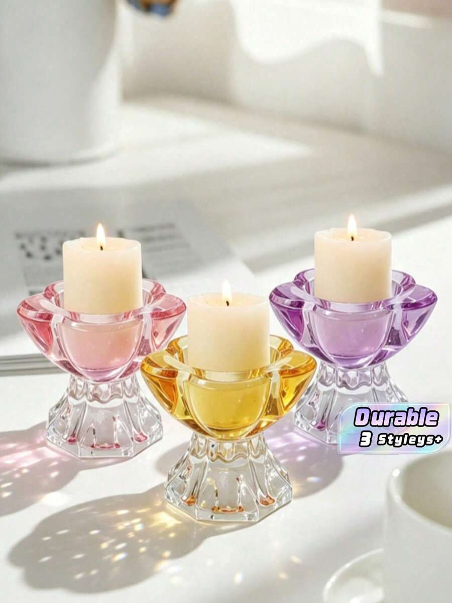 Transparent Crystal Glass Material, Simple And Elegant Design. Matches Scented Candles, Decorate Desktop To Create Warm Home And Holiday Vibe - 1PC - View 1