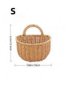 Cirelle 1 Waterproof Rattan-Weave Storage Basket – Wall-Mounted Garlic & Onion Holder For Kitchen, Bathroom Organizer, Decorative Hanging Shelf, Modern Home Organization Accessory - Beige - View 8