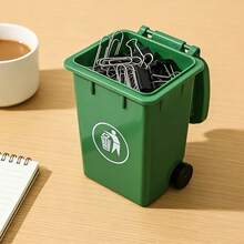 2pcs Green Mini Desktop Trash Can Office Storage Basket Paper Clip And Small Table Accessories - green - View 6